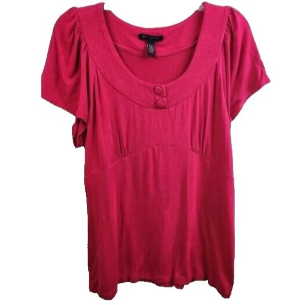 VTG 𝅺Banana Republic Y2K Babydoll‎ Top Womens Large Pink Short Sleeve Coquette